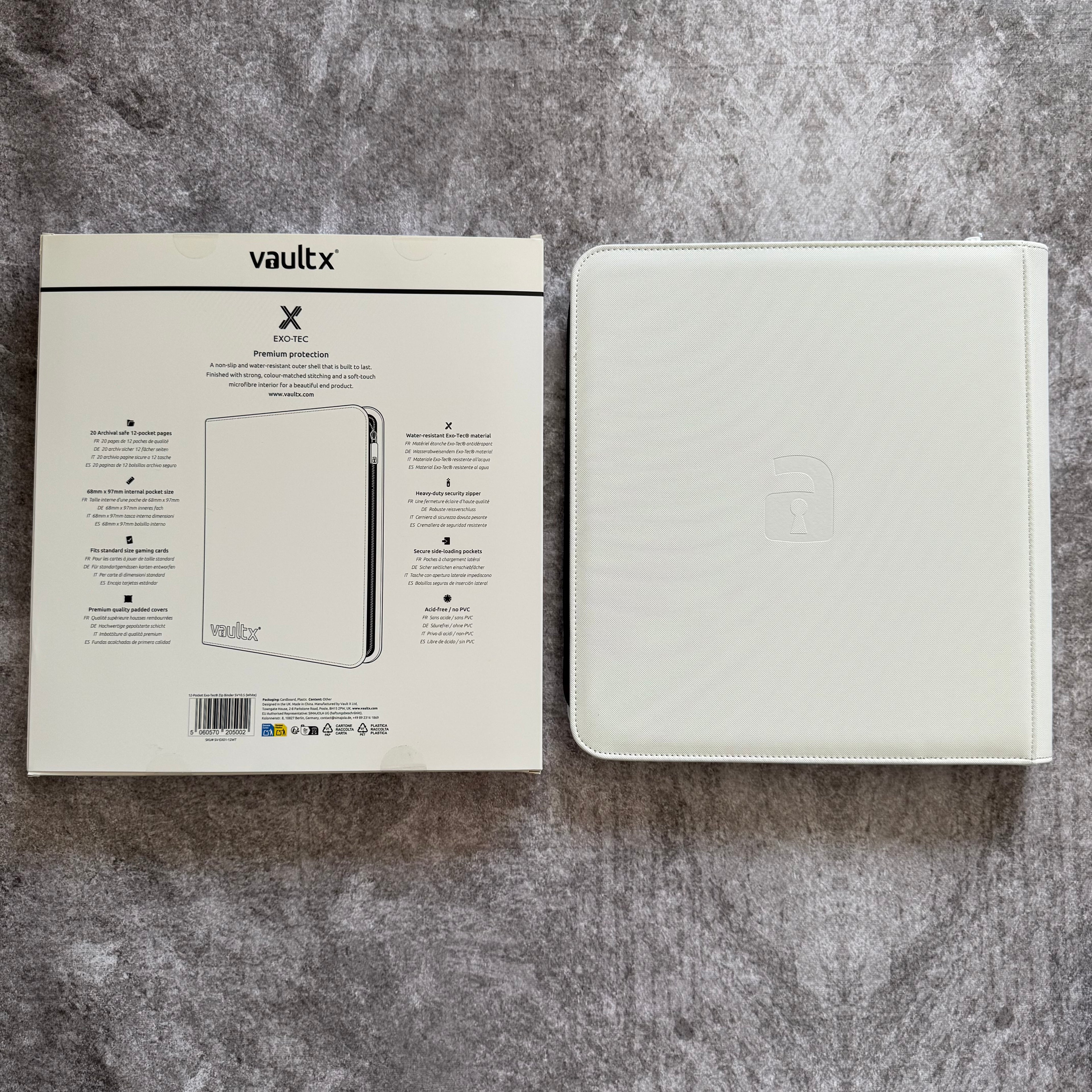 VaultX 12-Pocket Exo-Tec Zip Binder SV10.5 White (EDICION LIMITADA)