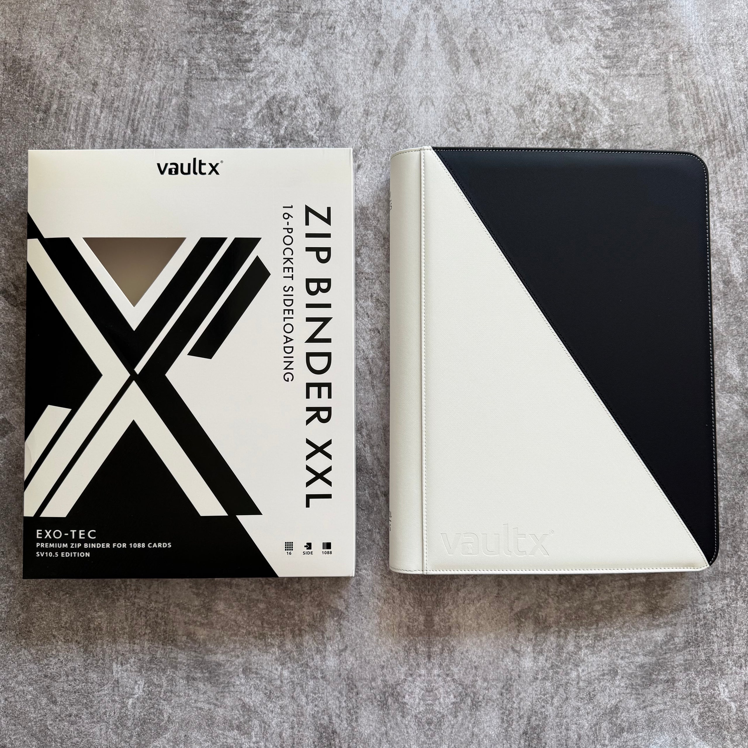 VaultX 16-Pocket Exo-Tec Zip Binder SV10.5 Black White (EDICION LIMITADA)