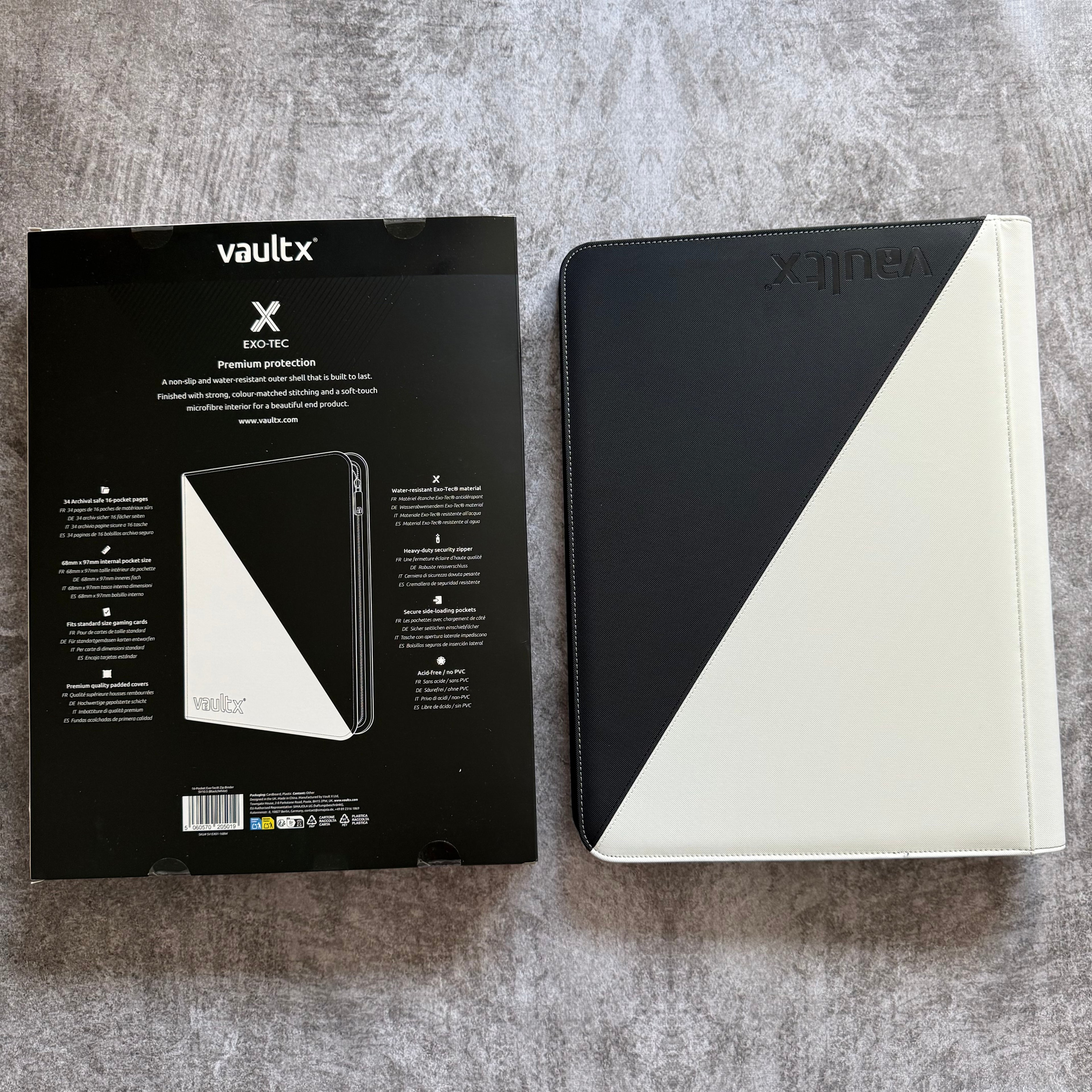 VaultX 16-Pocket Exo-Tec Zip Binder SV10.5 Black White (EDICION LIMITADA)