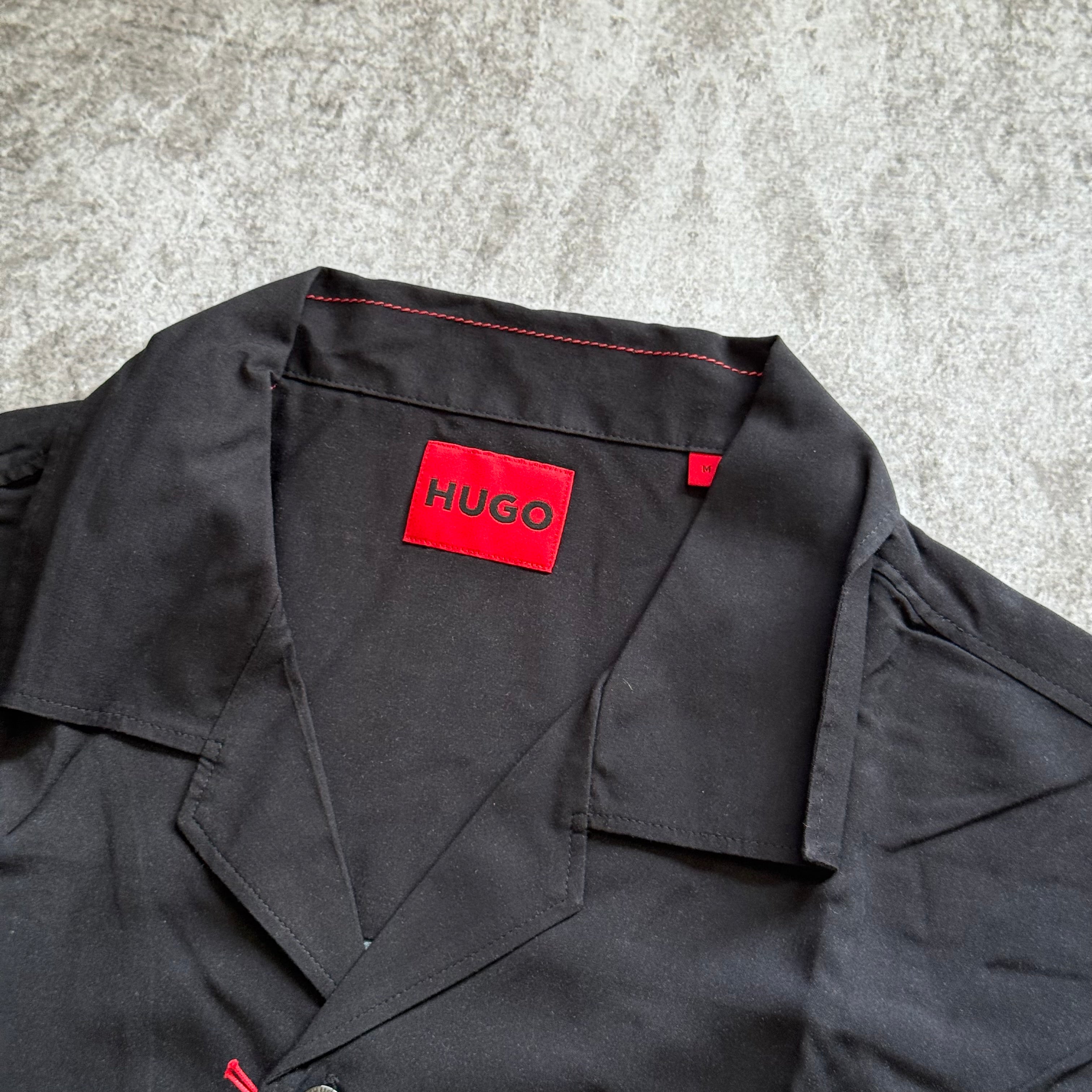 Camisa Hugo Boss "Oversize-fit shirt smoke logo-print hem" - Black