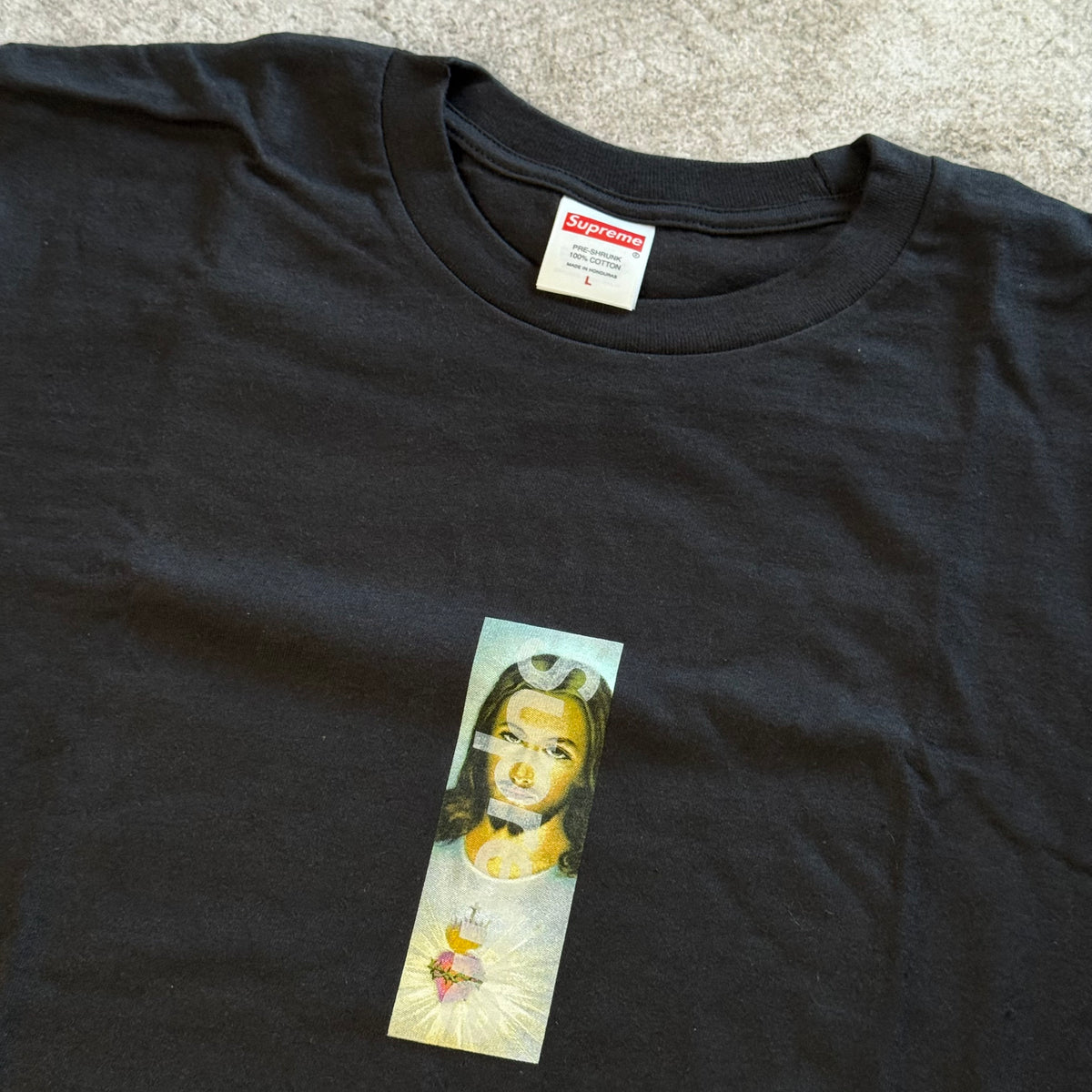 Remera Supreme "Prayer card box logo Tee" - Black